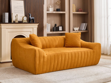 Oversized 2 Seater Loveseat With 2 Decor Throw Pillows, Deep Seat Sofa For Living Rooms