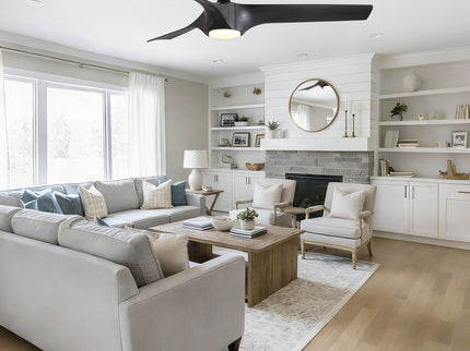 Reversible Quiet Motor Ceiling Fan Light With ABS Blades - Black / Gray