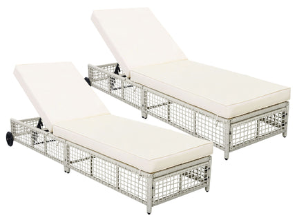 Outdoor Lounge Chair With 5 Position Backrest With Cushion And Wheels