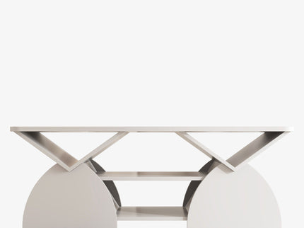 Geometric Engineered Coffee Table With Rounded Corners With Open Shelves