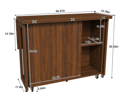 3 In 1 Foldable Side Table With 4 Storage Shelves