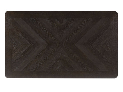 Rectangular Dining Table With Parquet Top, Rounded Corners