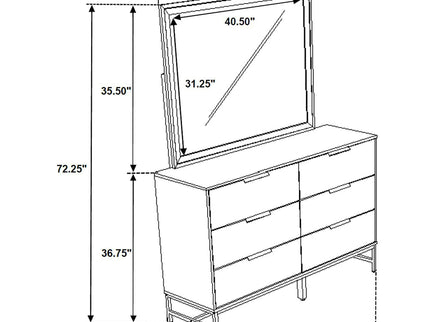 Taraval - 6 Drawer Dresser With Mirror - White