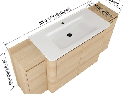Freestanding Bathroom Vanity With Sink, 2 Small Storage Cabinets, Soft Close Doors