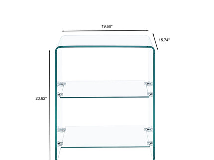Tempered Clear Bent Glass Side Table Sofa Table, Multi Purpose Use, Premium Tempered Glass - Transparent