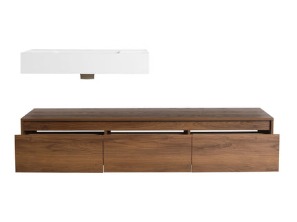 Modern Wall Mounted Bathroom Vanity With Resin Sink And Soft Close Drawer