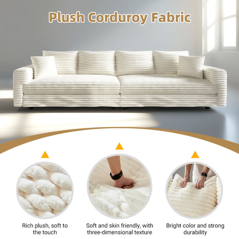 4 Seat Sofa, Modern Comfy Upholstered Sofa Cloud Couch, Deep Seat Couches With Soft Pillows