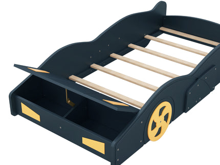 Race Car Shaped Platform Bed With Wheels And Storage