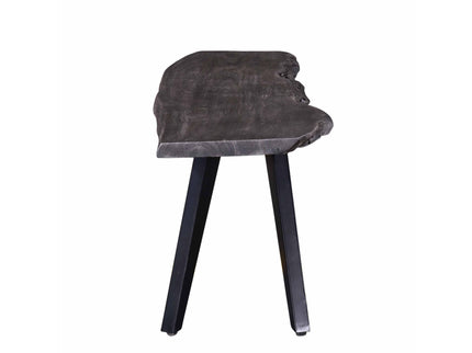 Modern Acacia Wood Dining Bench, Live Edge Design Accent Bench With Iron Legs - Black / Gray