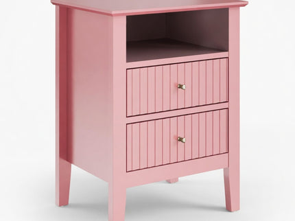 Fluted Nightstand With 2 Drawers