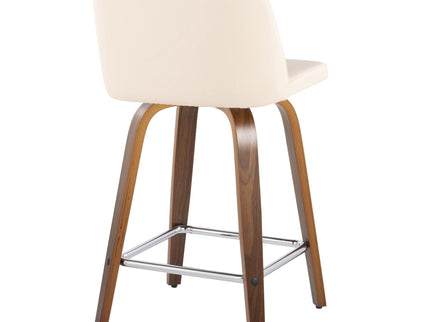 Toriano - Mid Century Modern Fixed Height Counter Stool With Swivel & Square Footrest (Set of 2)