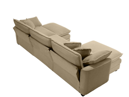 Oversized Modular Cushion Sofa With Ottoman, Low Back, Deep Seating Sofa Set