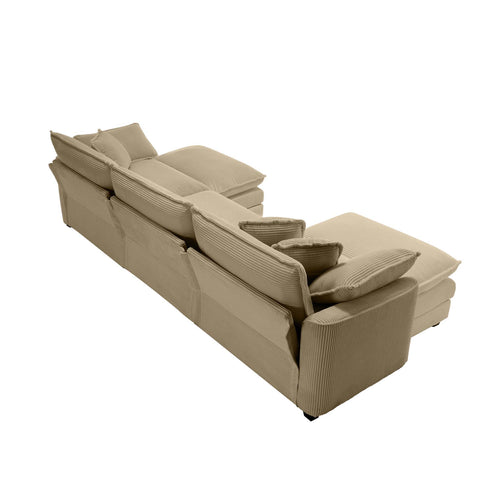 Oversized Modular Cushion Sofa With Ottoman, Low Back, Deep Seating Sofa Set