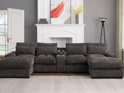 Nyeisha - Piece Upholstered Sofa & Chaise - Coffee