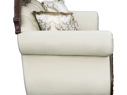 Pierce - Sofa With 5 Pillows - Beige / Cherry