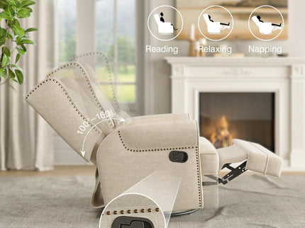 Extra Wide Swivel Recliner Glider Chair With Footrest