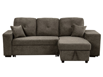 Reversible Sleeper Sectional Sofa Bed With Side Shelf And 2 Stools, Pull-Out L-Shaped Sofa Bed, Corner Sofa-Bed With Storage Chaise Left / Right Hande For Living Room