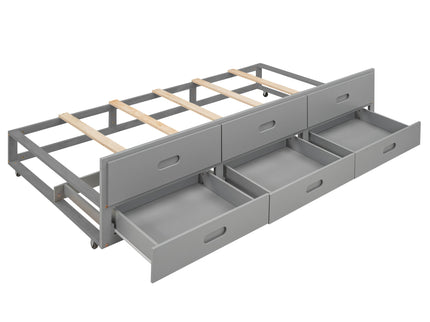 Platform Bed With Storage Headboard, USB, Trundle And 3 Drawers