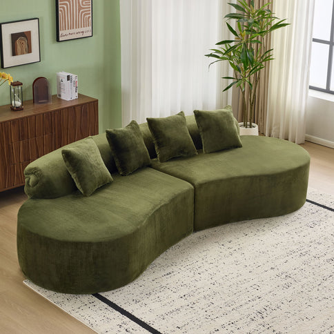 Modern Curved Sofa With Pillows