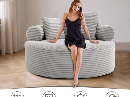 Round Sofa Bed With 3 Pillows For Living Room