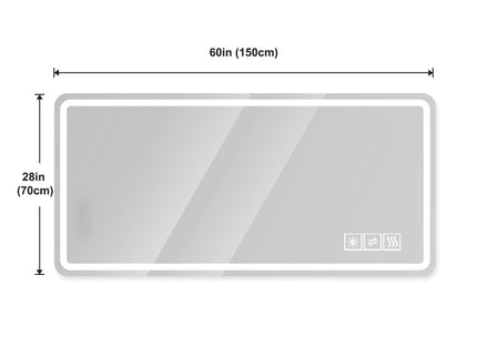 Frameless LED Bathroom Mirror Vanity With Anti Fog Front Lights - Silver