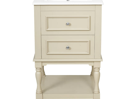 Retro Design Bathroom Vanity With Sink, 2 Drawer Storage Cabinet