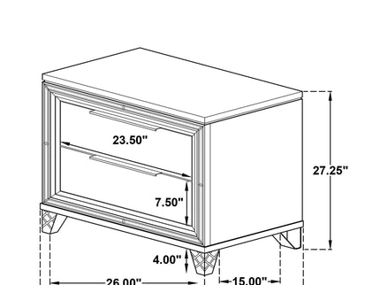 2 Drawer Nightstand With Accents - White