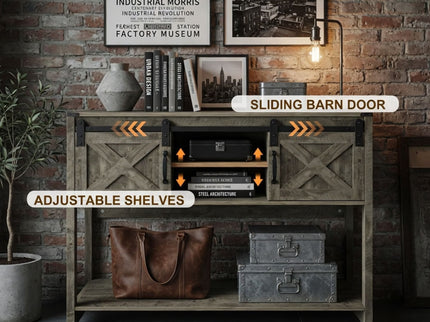 Farmhouse Entryway Table With Sliding Barn Door
