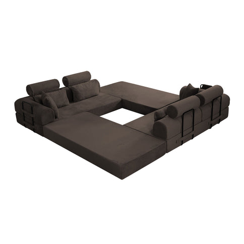 Modern L-Shape Modular Sectional Sofa, Compressed Design