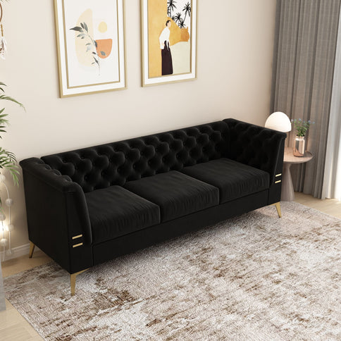 Luxurious Sofa With Legs, Modern Chesterfield Design, Tufted Upholstery, 3 Seat Couch For Living Room And Office