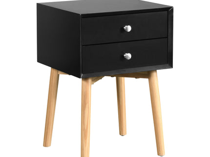 Side Table With 2 Drawer, Mid-Century Modern Storage Cabinet For Bedroom