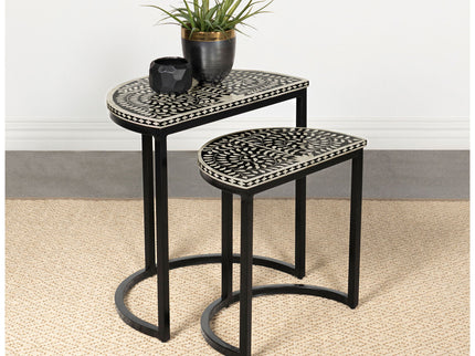 Allura - 2 Piece Demilune Nesting Table Set - Black