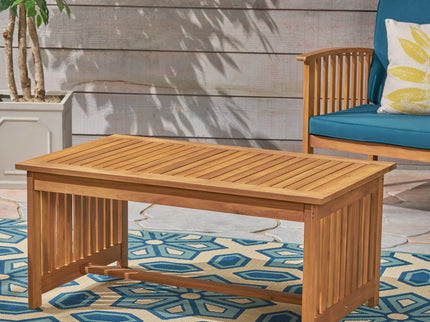 Acacia Wood Rectangular Patio Coffee Table For Outside
