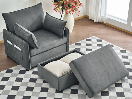 Comfy Oversized Chaise Lounge Chair With Ottoman And Storage
