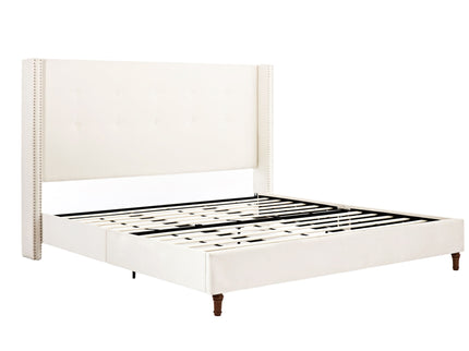 Peyton - Upholstered Bed With 54" High Headboard, Traditional Hand Buttoned Tufting