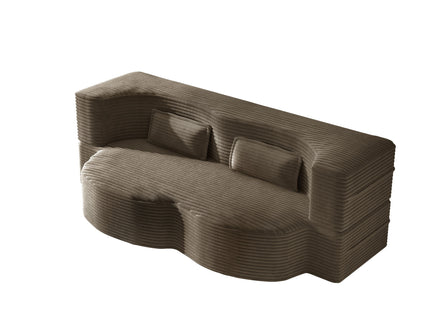 Modern Floor Sofa With 2 Pillows, Convertible Twin Size Folding Mattress For Living Room