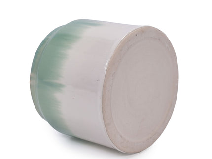 Gradient Flowerpot (Set of 2), Planter For Patio, Garden, Windowsill - White / Green