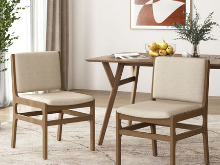 Contemporary Dining Chair Set Upholstered Fabric With Rubberwood Frame