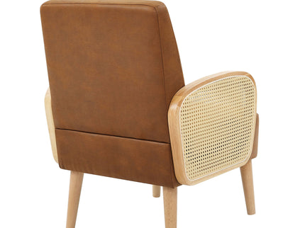 Upholstered Armchair With Tall Legs - Brown