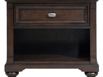 Berwick - 1 Drawer Nightstand With Open Cubby - Dark Oak