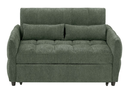 Loveseat Sofa Pull-Out Bed With Adjustable Backrest, 3 USB Ports And 2 Lumbar Pillows For Living Room