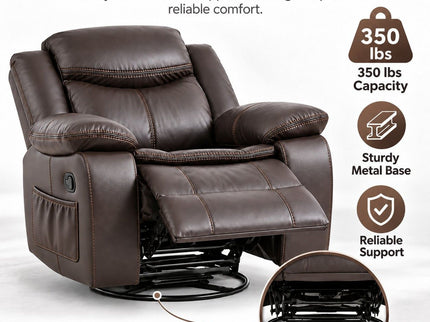 Rocker Recliner Chair With Manual Recline And 360° Swivel Base