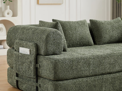 Convertible Sleeper Sofa Bed With Cylindrical Pillow