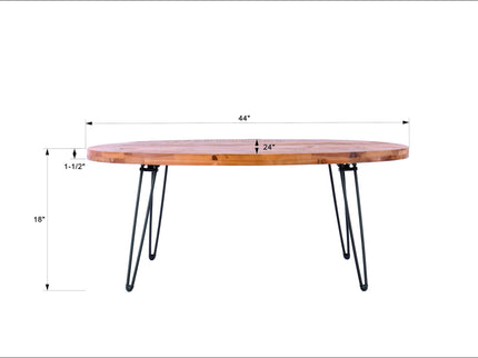 Oval Natural Reclaimed Wood Foldable Cocktail Table For Your Living Room - Natural