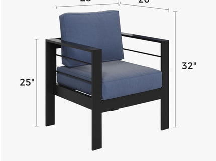 Modern All-Weather Patio Armchairs With Thick Cushions (Set of 2)