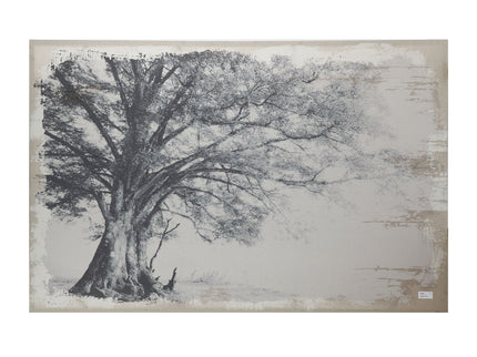 Large Arboreal Shelter Canvas Art Print, Traditional Style Floral Wall Art, Home Decor Accent Piece - Gray / White Matte