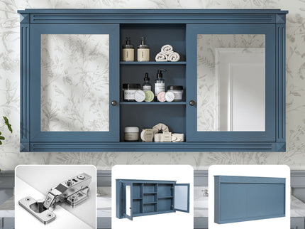 Modern Wall-Mount 2 In 1 Mirror Cabinet With Adjustable Shelves, Soft-Closing Hinges
