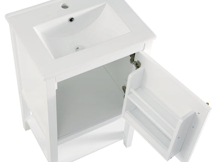 Modern Bathroom Vanity With Sink, Soft-Closing Door And Open Shelf