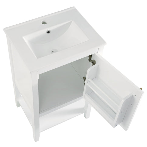 Modern Bathroom Vanity With Sink, Soft-Closing Door And Open Shelf