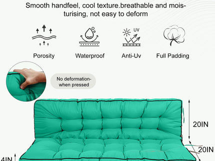 3 Seater Outdoor Porch Swing Cushion With Backrest, Waterproof